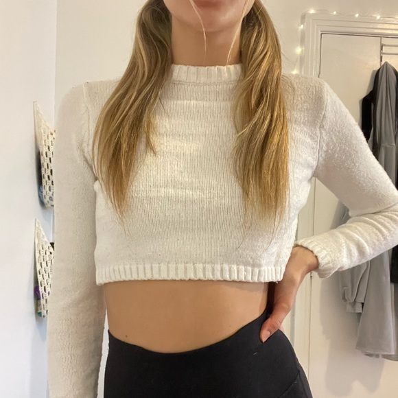 Crop tight white sweater - Picture 1 of 3